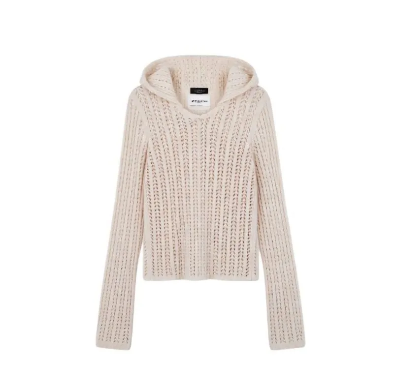 Cream Knit Hooded Sweater (Sweater hoodie Rajut Krem) photo 1