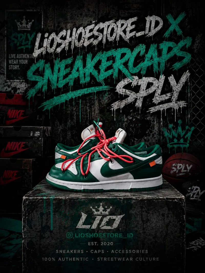 SB Dunk Low Pine Green x Offwhite photo 1