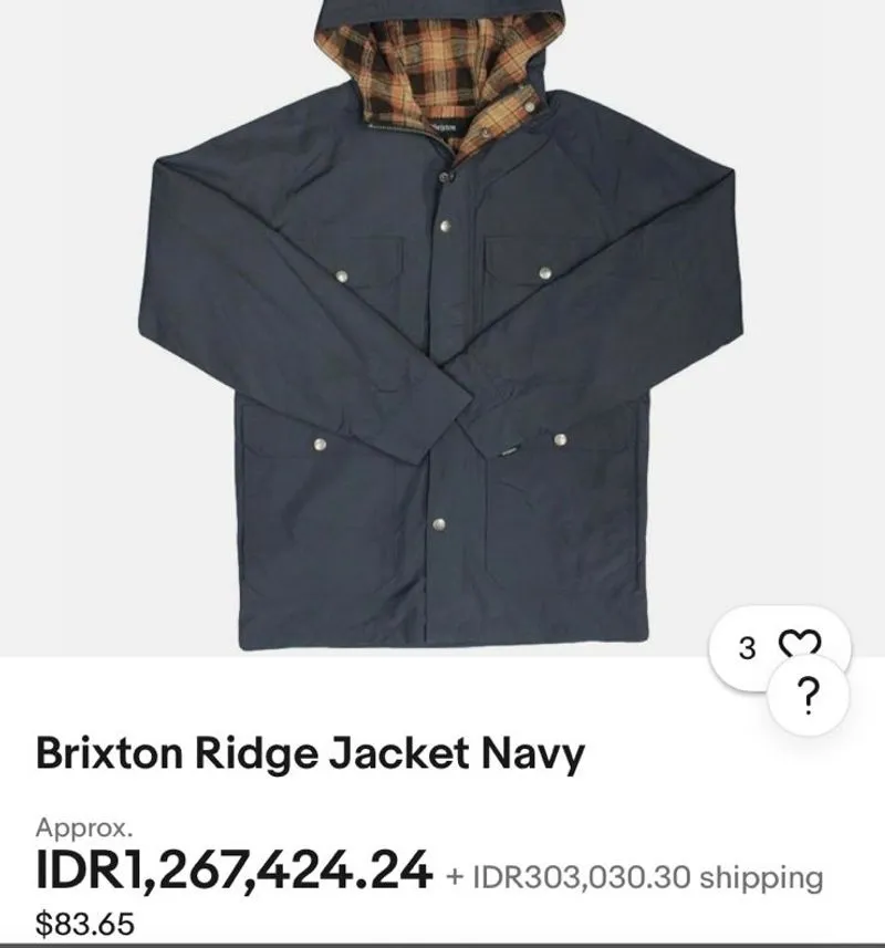 Brixton Vintage Streetwear Parka Pria navy gray photo 1