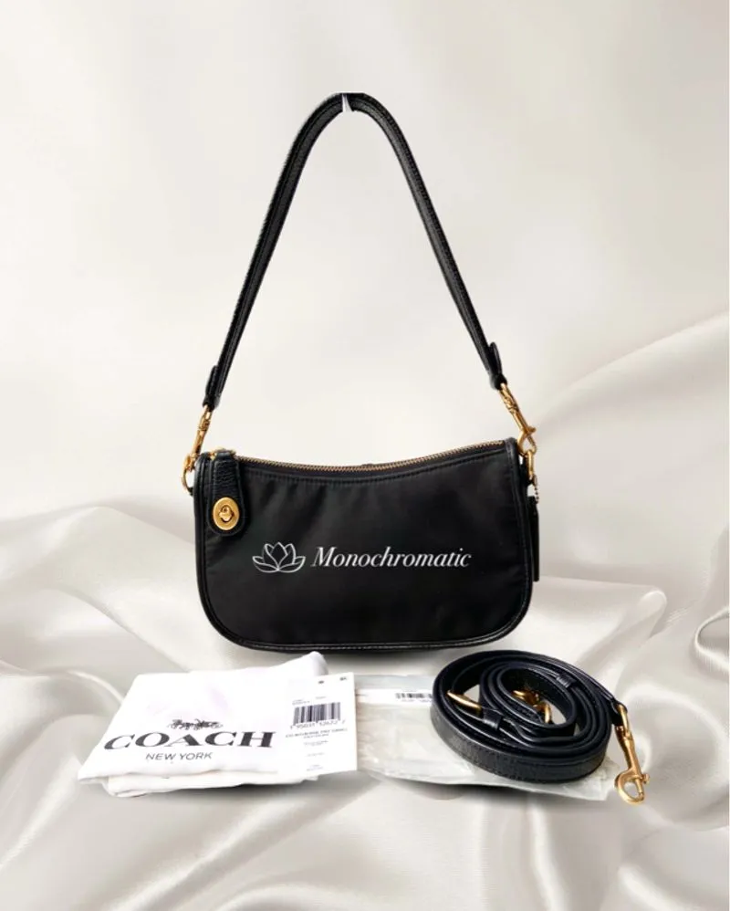 Authentic Original Coach COC Swinger Black Vintage Rose Prin photo 1