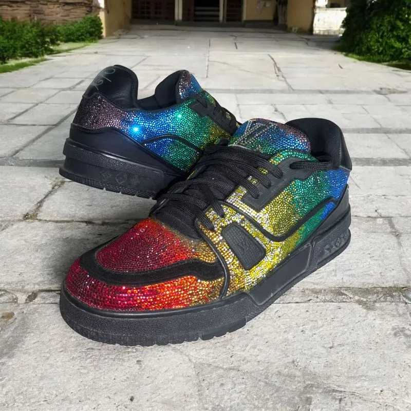 Sepatu Sneaker Louis Vuitton Trainer Glitter Rainbow photo 1