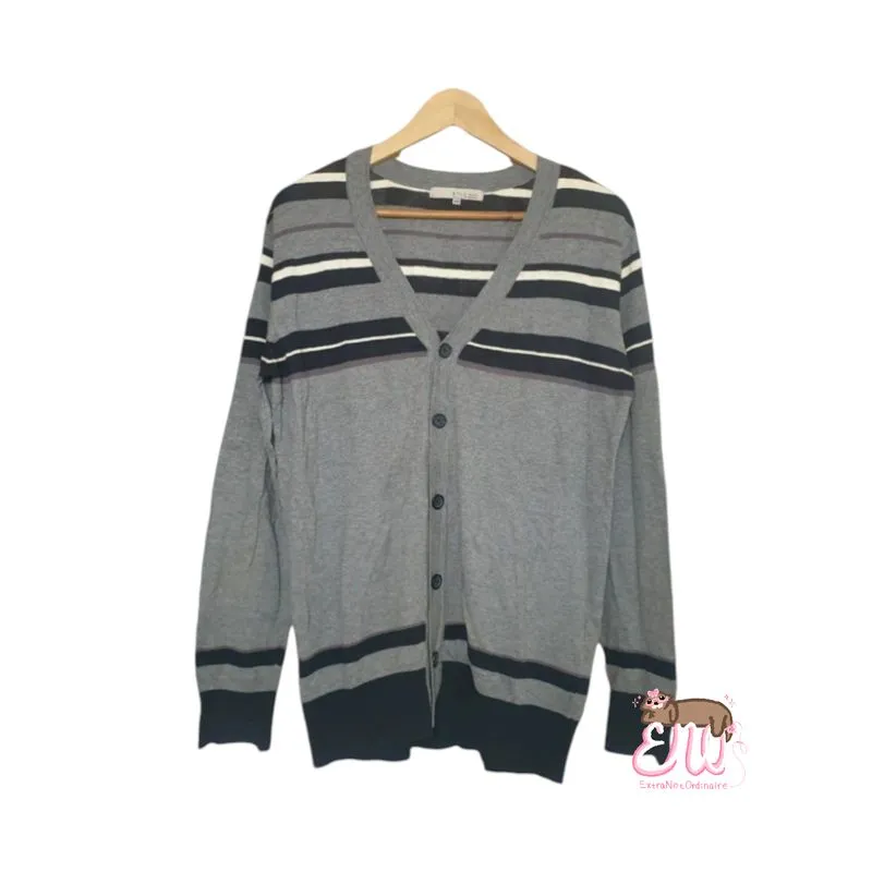 Vintage Minimalist Cardigan Pria black gray photo 1