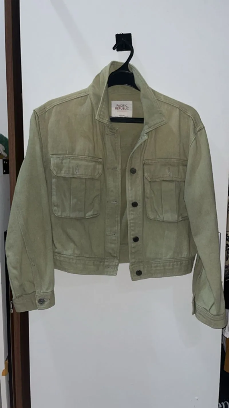 PULL&BEAR Pacific Republic Denim Green Jacket photo 1
