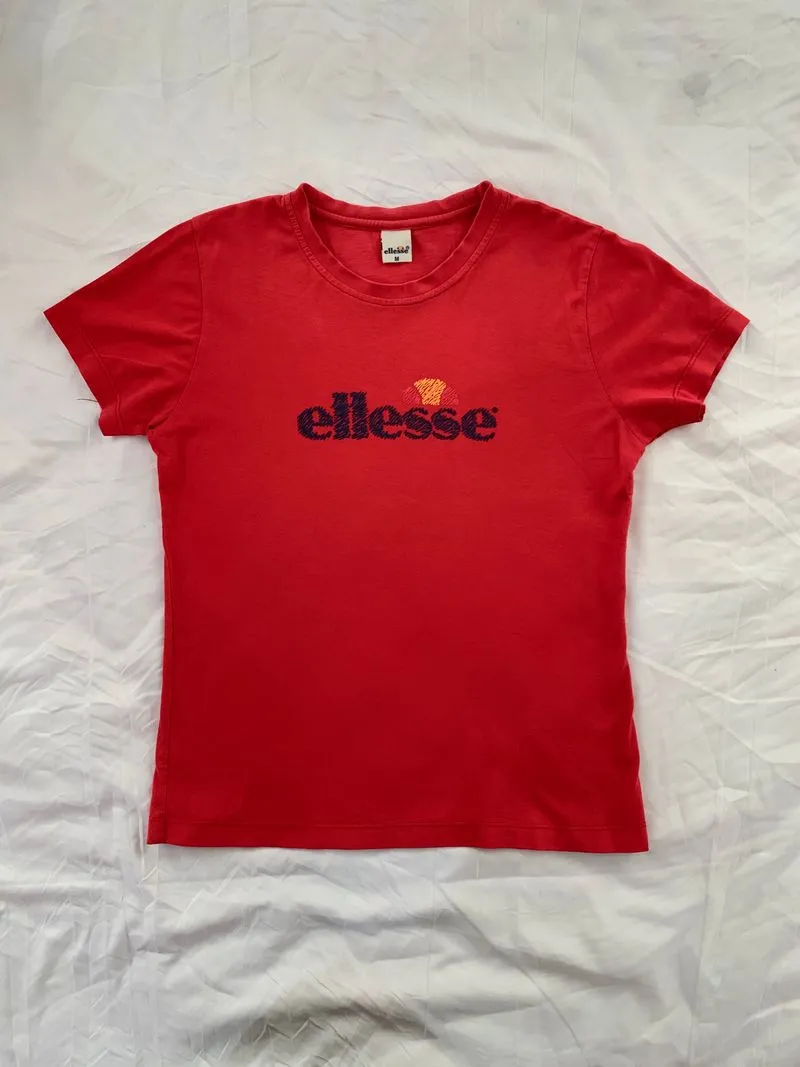 ellesse logo red t shirt - baby tee y2k vintage sport retro photo 1