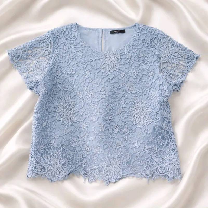 PRELOVED ICONS BLUE LACE SHIRT SIZE M photo 1