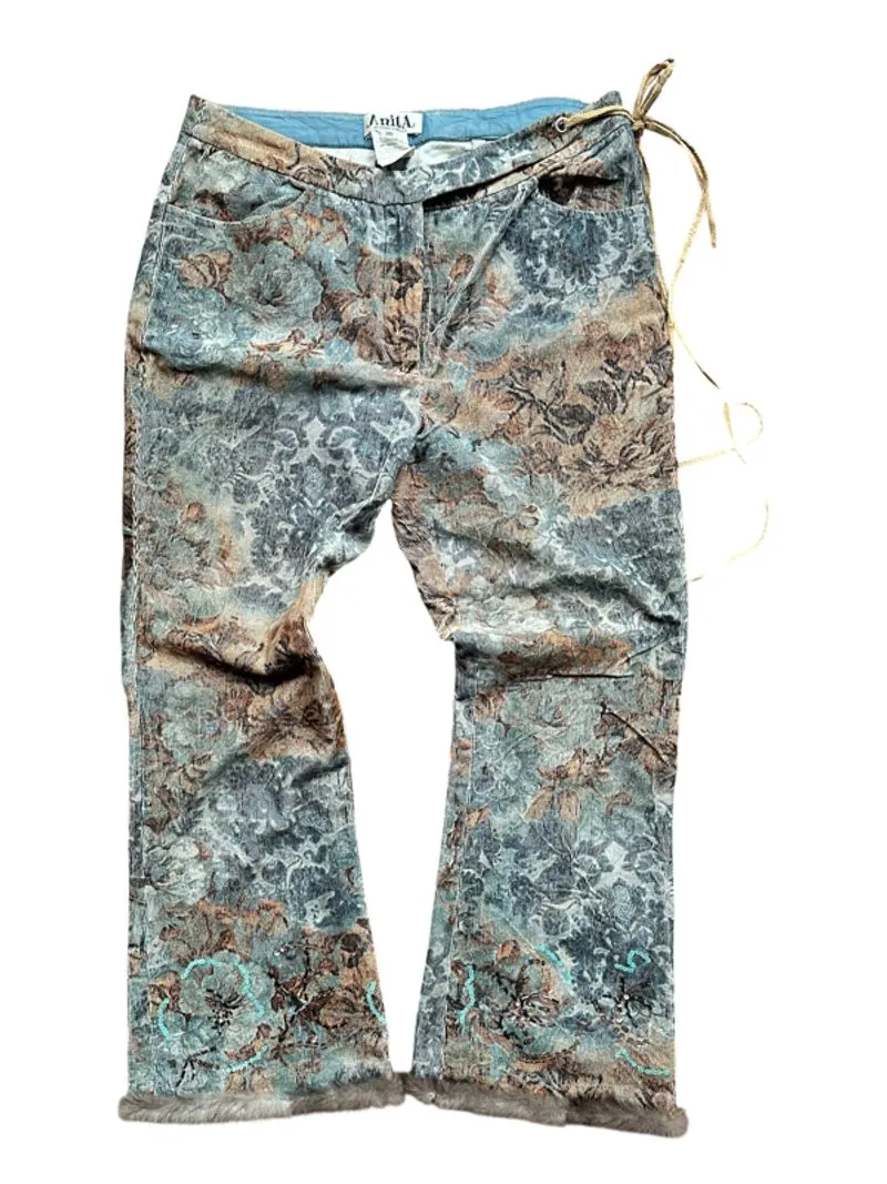 Vintage y2k like gucci pants floral 7/8 midi flared wide  photo 1