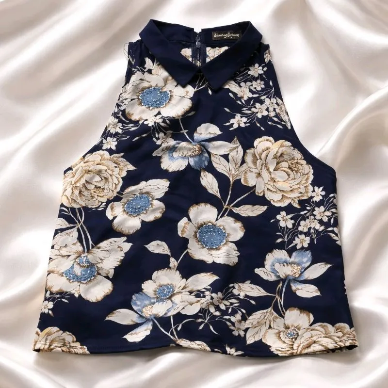PRELOVED SOMETHING BORROWED NAVY WITH FLOWER SIZE M photo 1