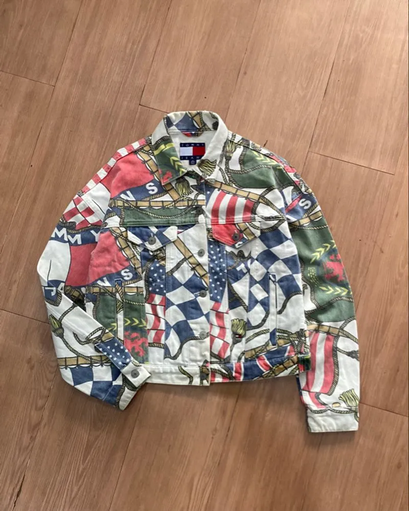 90s TOMMY HILFIGER AOP DENIM JACKET photo 1