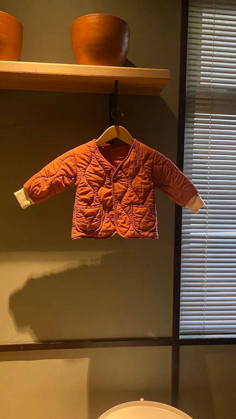 Streetwear Puffer jacket Kids khaki orange photo 1