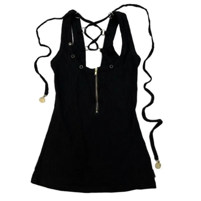 Grunge Y2k Zipped Up Tank photo 1