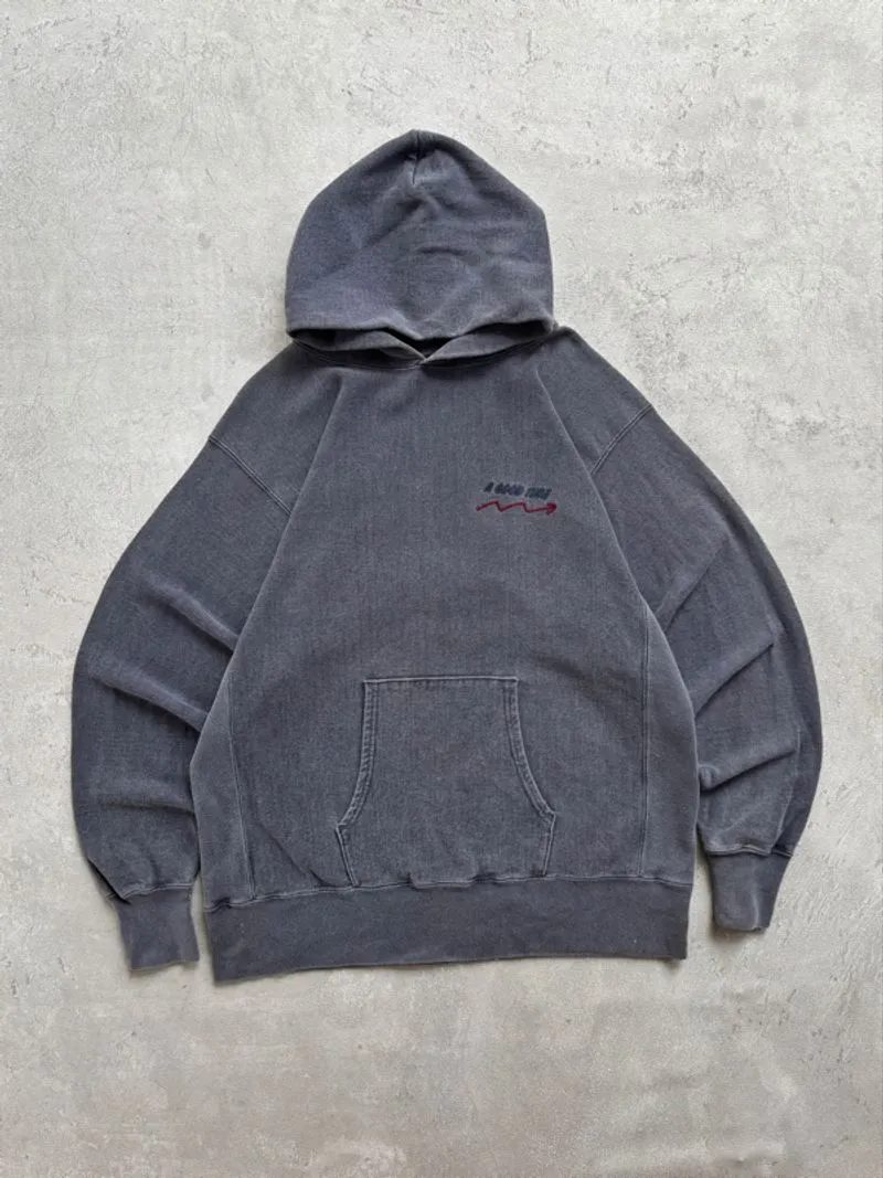 00’s Heavy weight stone wash graphic reverse wave hodie by B photo 1
