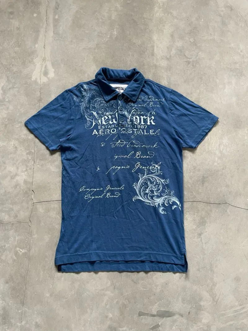 Y2k Aeropostale New York Art Polo Shirt Goth Emo Vkei photo 1