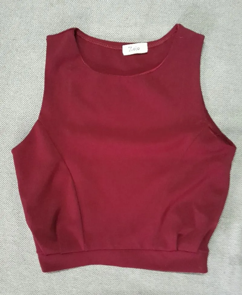 Crop Top Zojo Maroon Sleeveless Fit XS–S LD76 /Preloved photo 1