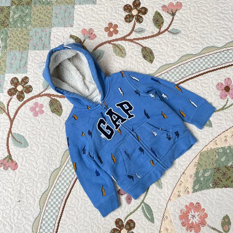 Hoodie anak sherpa biru petir keren photo 1