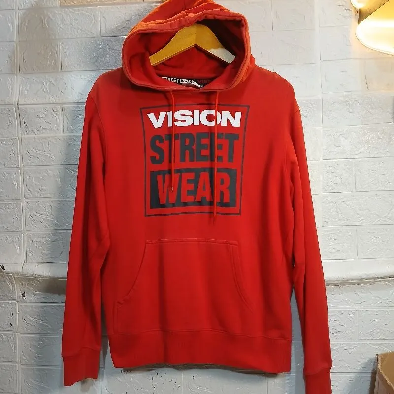 Sweater Hoodie Kasual Vision Street Wear Merah Size M fit L photo 1