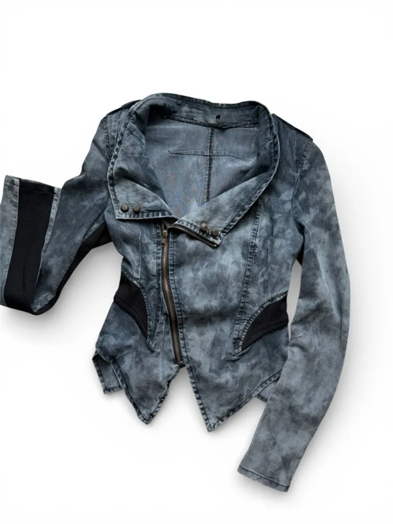 Faded washed asymmetrical reworked jacket  photo 1