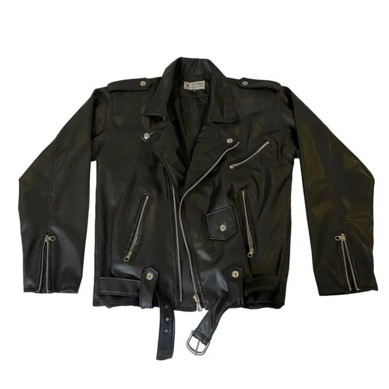 Vintage Biker Leather jacket Wanita black photo 1