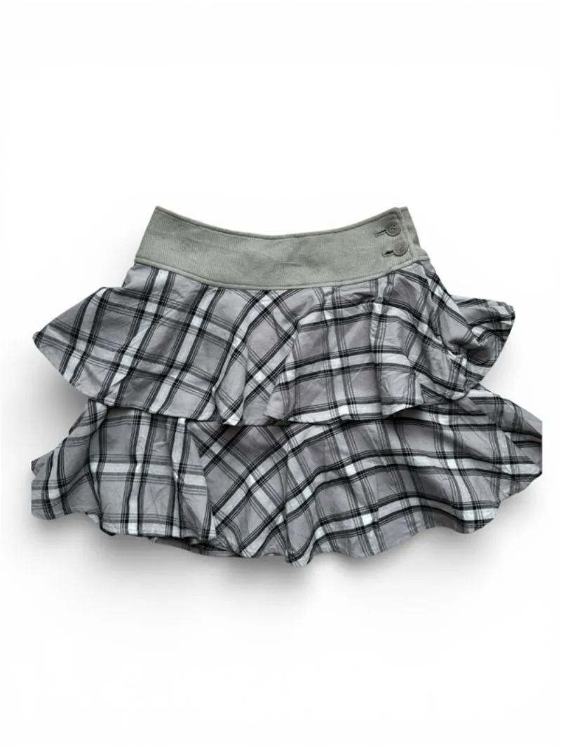 Slate ruffle plaid skirt photo 1