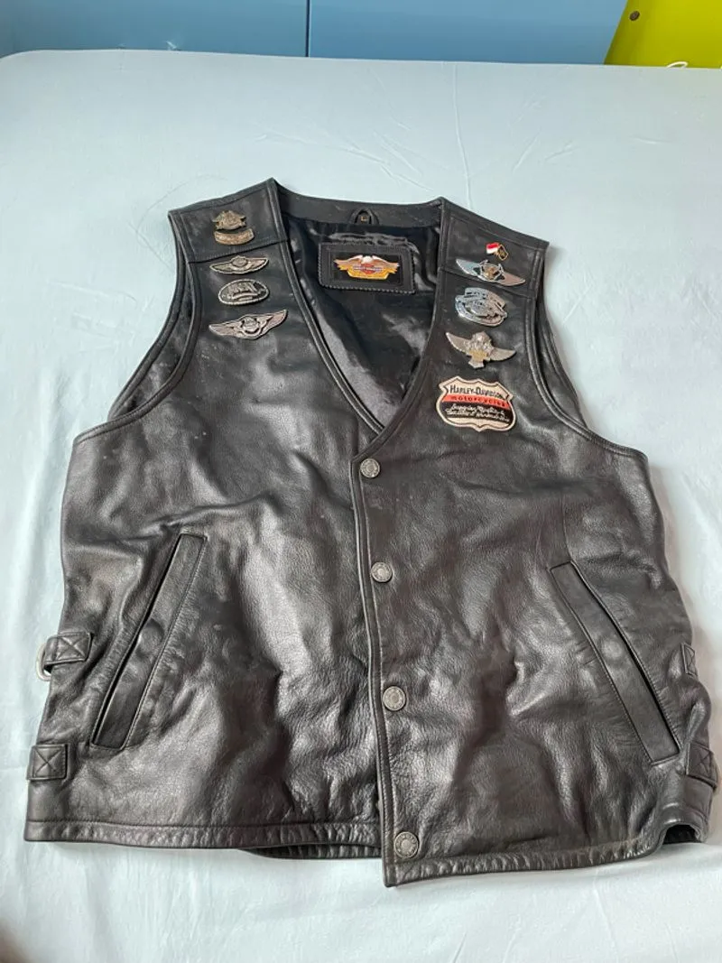 harley davidson original leather vest photo 1