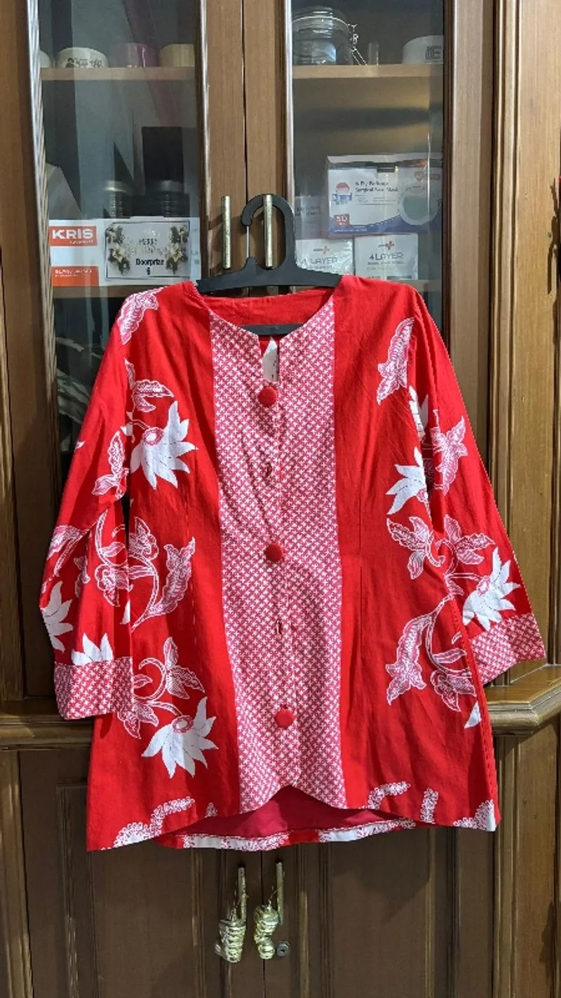 Blouse tunik batik merah putih photo 1
