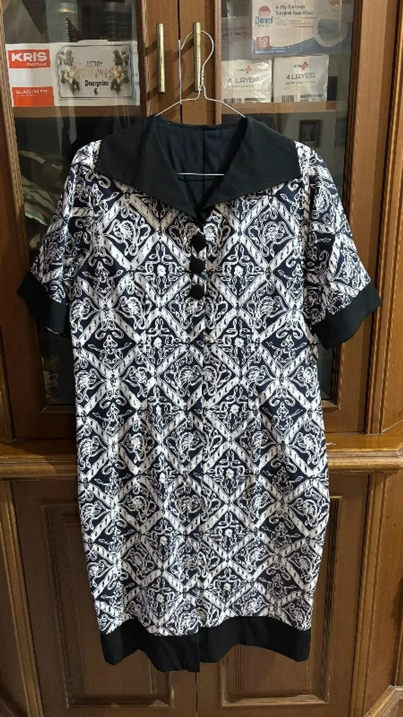 Dress midi batik hitam putih photo 1