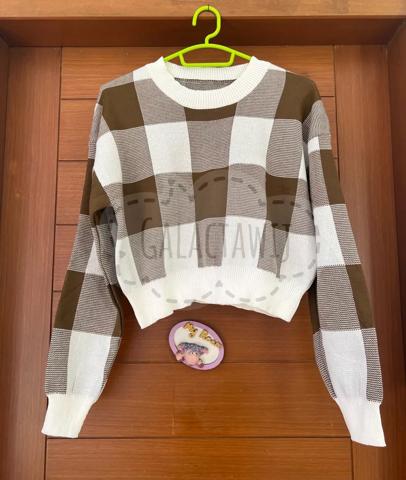 Coquette Minimalist Sweater Wanita white brown photo 1