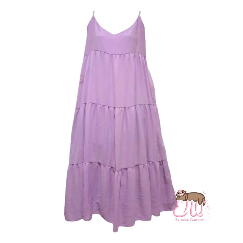 Japanese brand Fairy Minimalist Maxi dress Wanita purple photo 1
