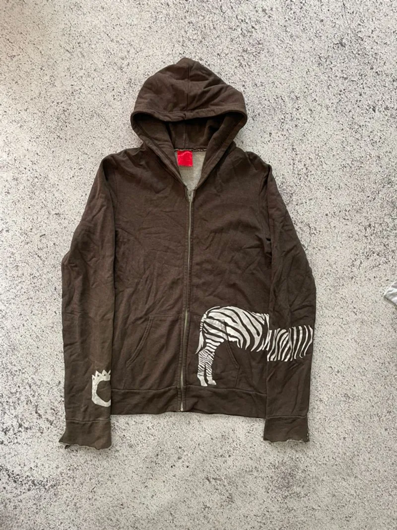Thrashed zip hoodie heavy cotton vintage streetwear photo 1