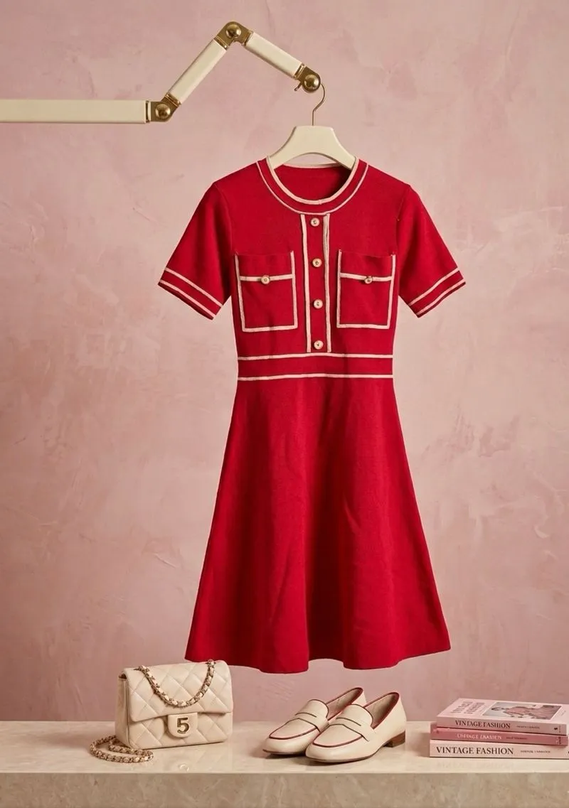 Red Knit Dress Antoinette photo 1