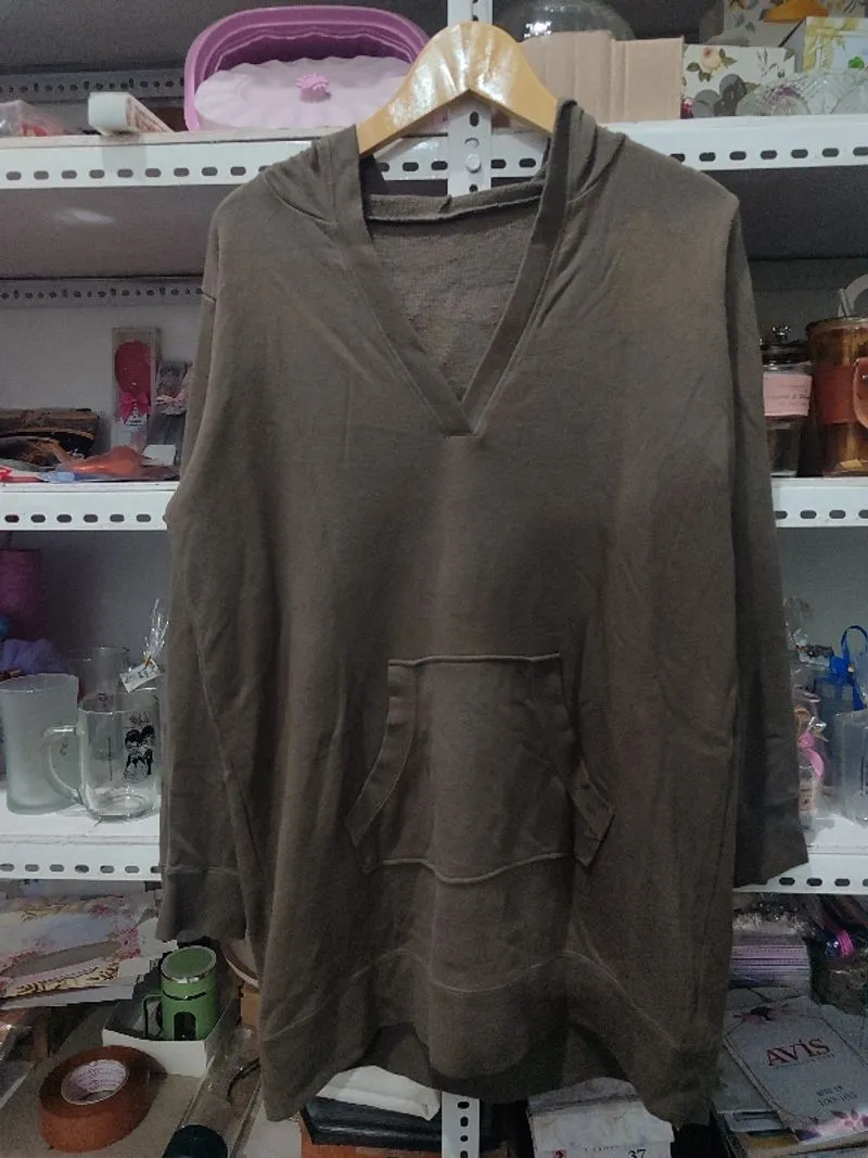 Hoodie V-neck Brown Long size L Fit 57X72 photo 1