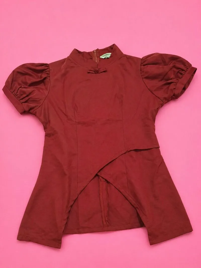 Atasan Cecil Blouse Red Cheongsam Puff photo 1