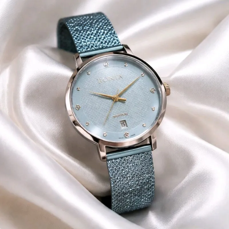 PRELOVED JAM TANGAN BONIA SAPHIRE BLUE SWAROVSKI ORIGINAL photo 1
