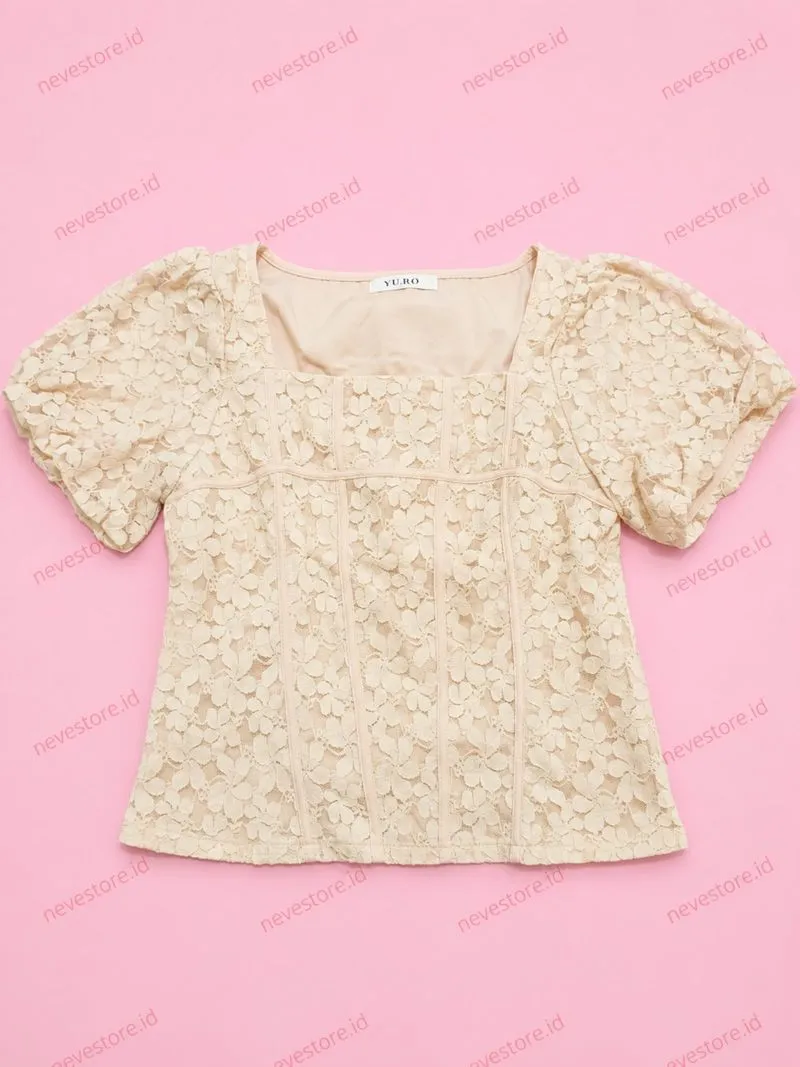 Atasan Lace Square Neck Soft Pink photo 1