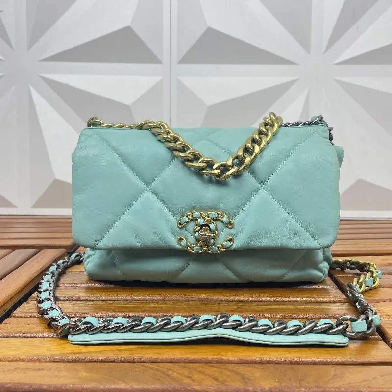 Chanel C19 Medium Blue Lambskin Flap Bag GHW photo 1