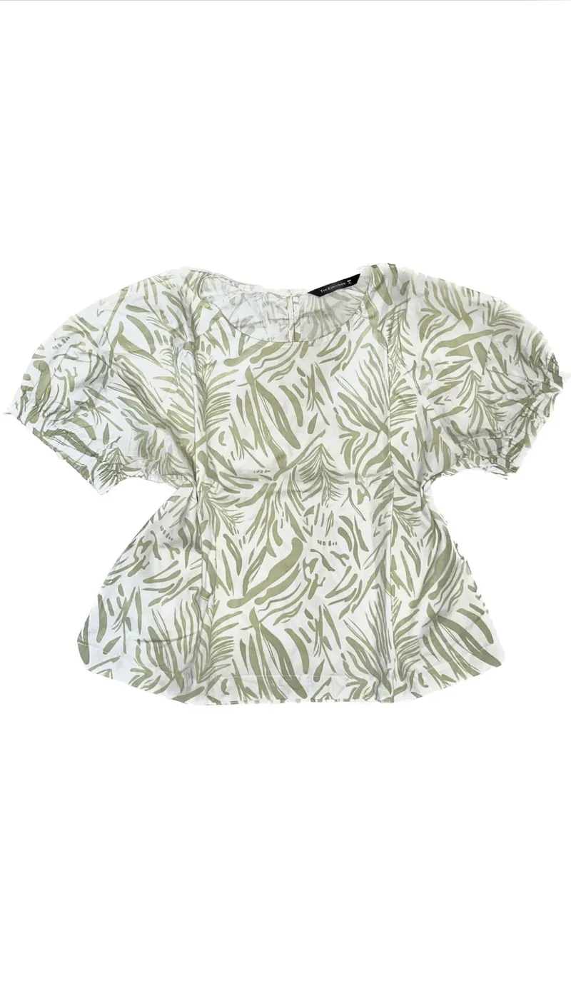 Executive Casual Blouse Wanita white green photo 1