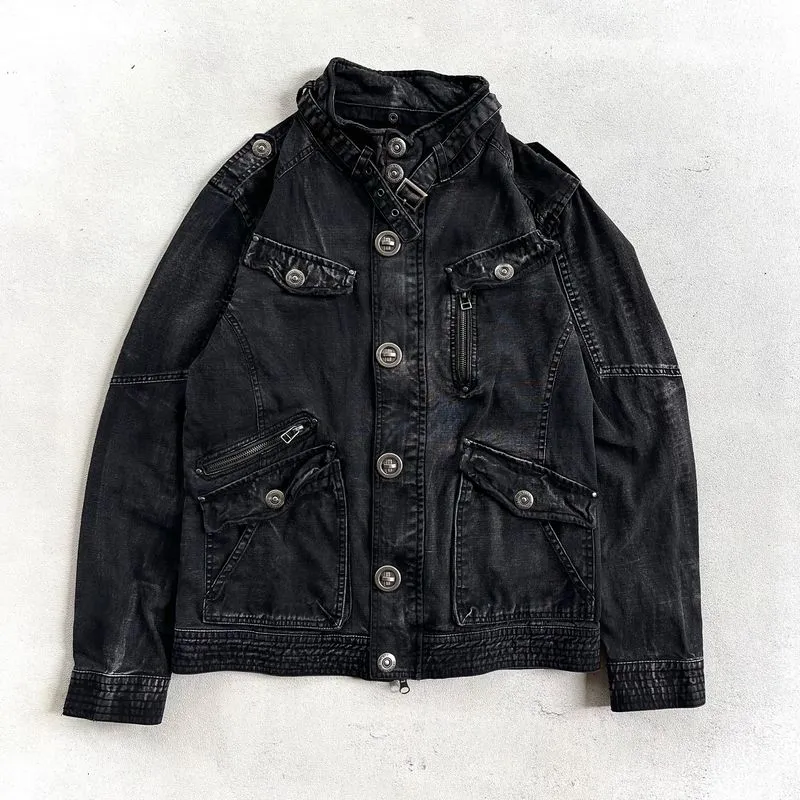 In the Attic Grunge Goth Denim jacket Pria black - Preloved