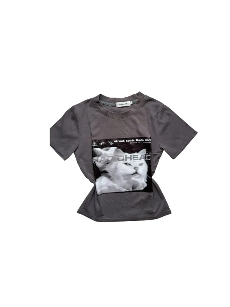 Crop top Radiohead cat shirt photo 1