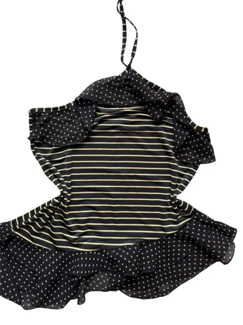 Polkadots n stripes asymmetrical halter top photo 1