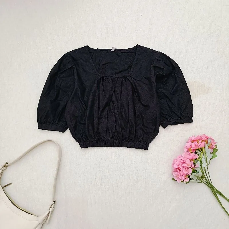 WHY NOT Black Crop Top Coquette Morikei Y2K Grunge Gothic Lo photo 1
