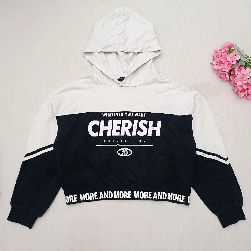 Hoodie Crop Wanita CHERISH Style Morikei Korean Casual photo 1