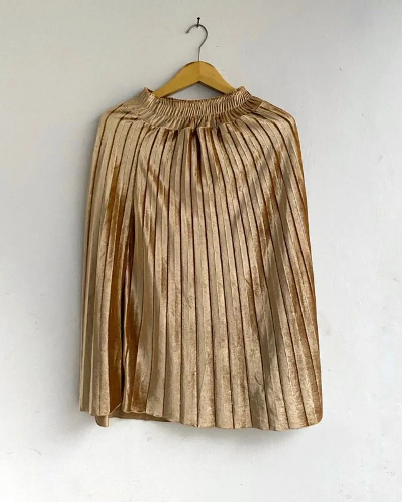 Pleats Skirt Velvet Plisket Bludru Gold Women’s photo 1