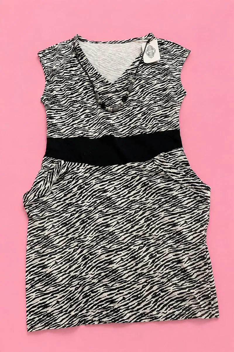 Zebra Black White Print Dress photo 1
