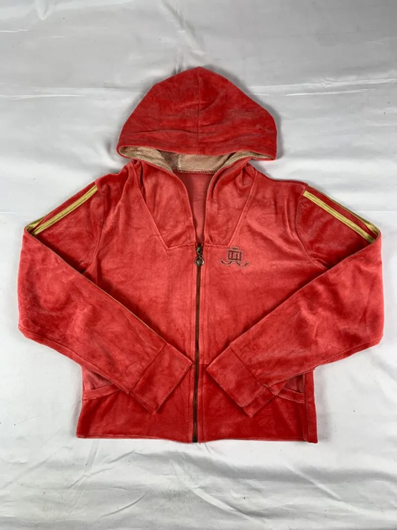 Jennifer Lopex Salmon Rhinestones Velvet Hoodie (M) photo 1