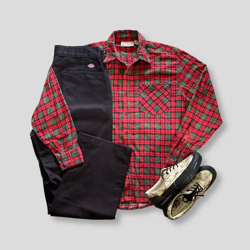 Vintage Y2K Casual shirt Pria green red photo 1