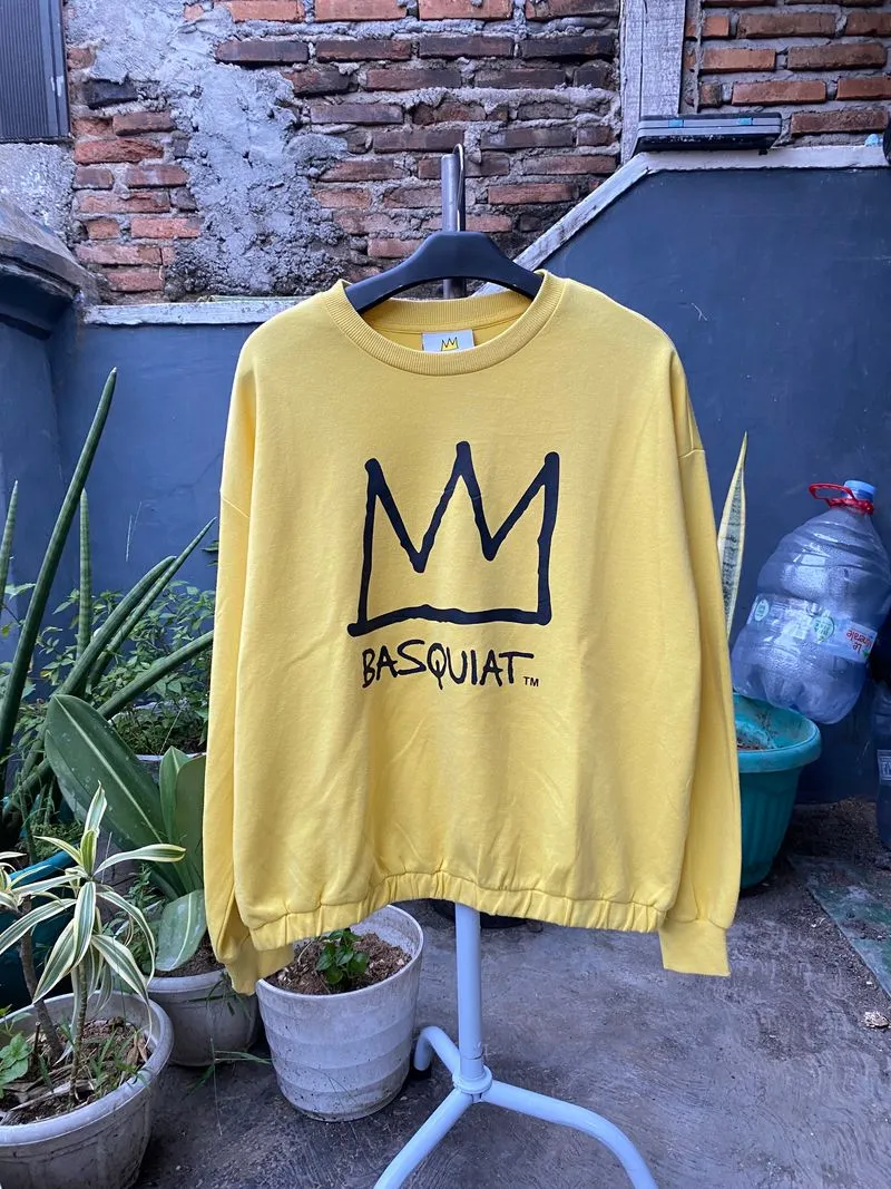 Jean-Michel Basquiat Casual Sweatshirt Wanita yellow photo 1