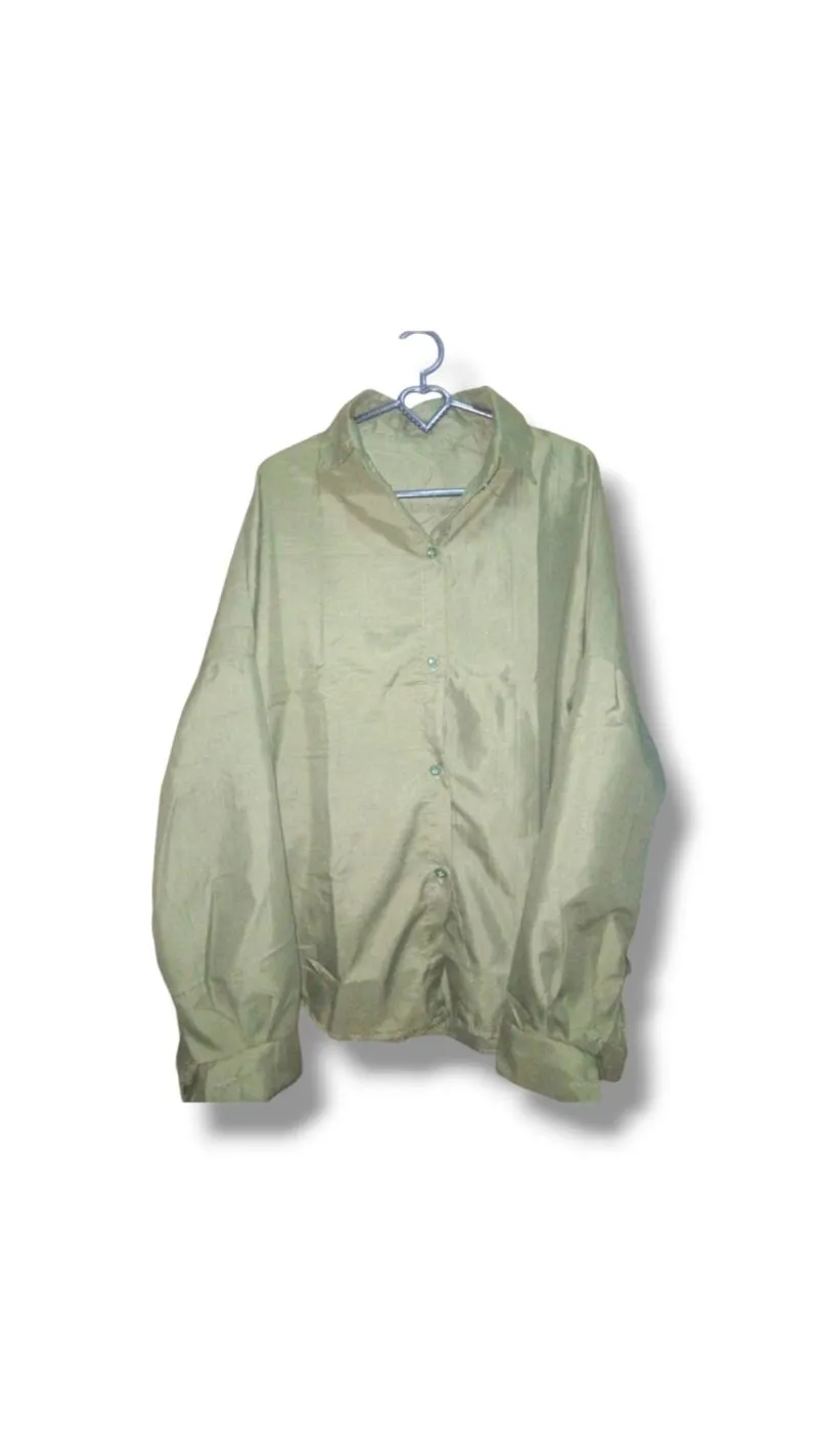 Vintage Casual Shirt Wanita green photo 1
