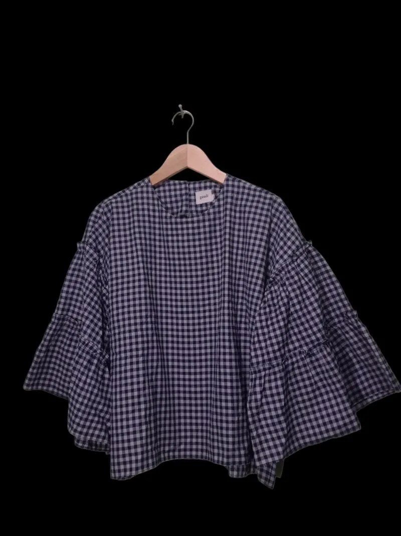 Gaudi Minimalist Casual Blouse Wanita white navy photo 1