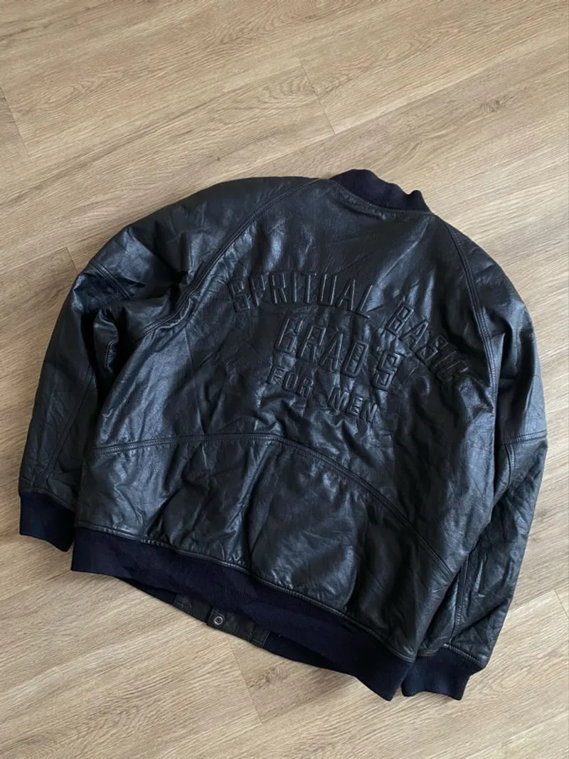 “BLUE BIRD” BOMBER LEATHER JACKET photo 1