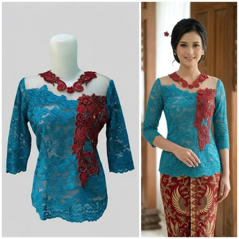 Kebaya Brokat Payet Elegan – Perpaduan Warna Berani & Anggun photo 1