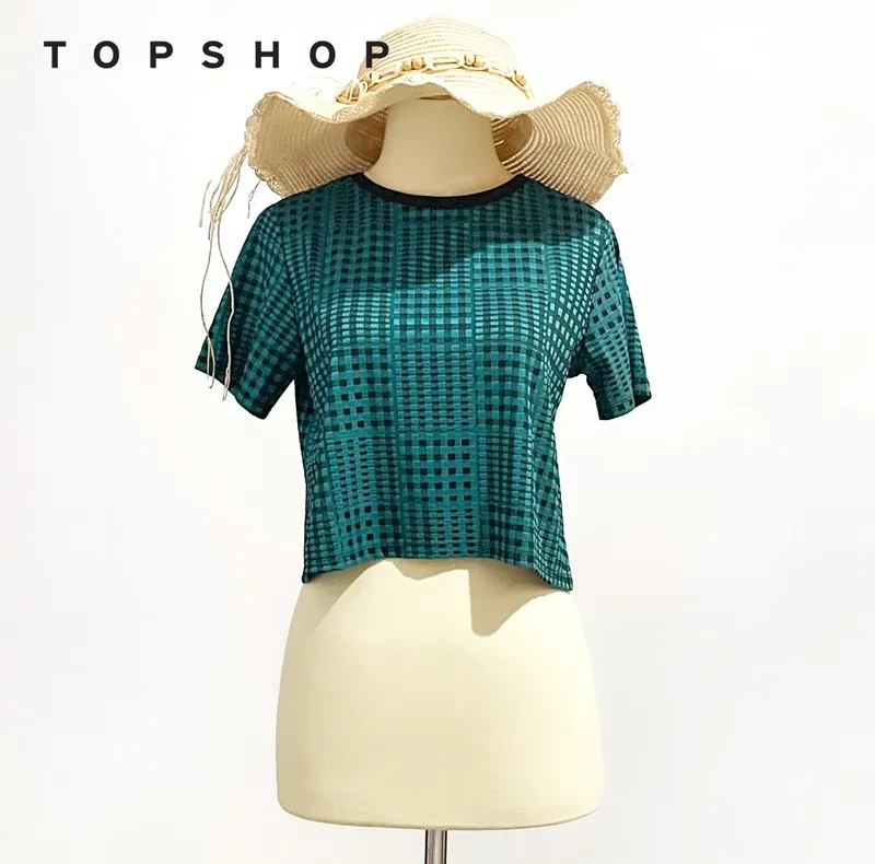 Topshop Casual Crop top Wanita green black photo 1